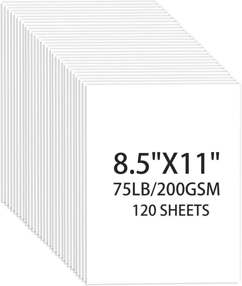 Ciphyfee White Cardstock 8.5 X 11, 120 Sheets Card Stock, 75lb/ 200gsm Copy Paper, Cardstock Printer Paper for Art, Drawing, Invitations, DIY Cards, Watercolor, Craft, Construction, School & Office Supplies - Image 1